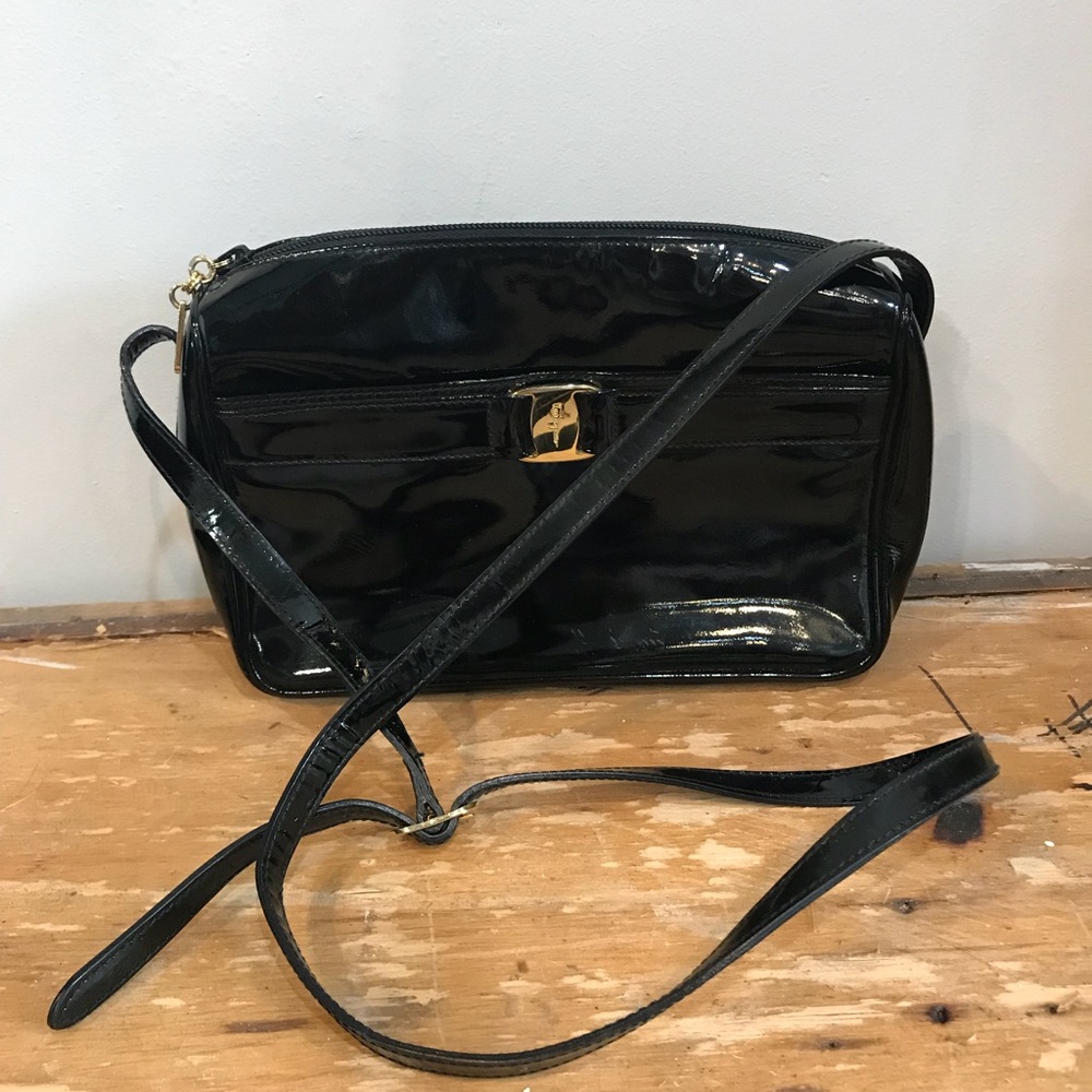 Salvatore Ferragamo Black Leather Shoulder Bag